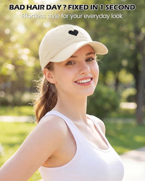 American Trends Women's Baseball Cap - Cute Heart Design, Adjustable Cotton Hat for Everyday Wear