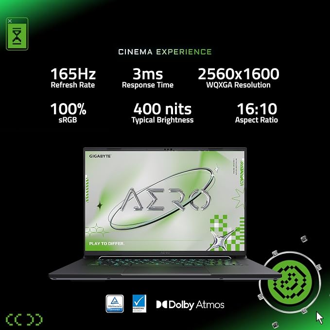 GIGABYTE AERO X16, Copilot+ PC - 165Hz 2560x1600 WQXGA - NVIDIA GeForce RTX 5070 - AMD Ryzen AI 7 350-1TB SSD with 32GB DDR5 RAM - Windows 11 Home - Lunar White