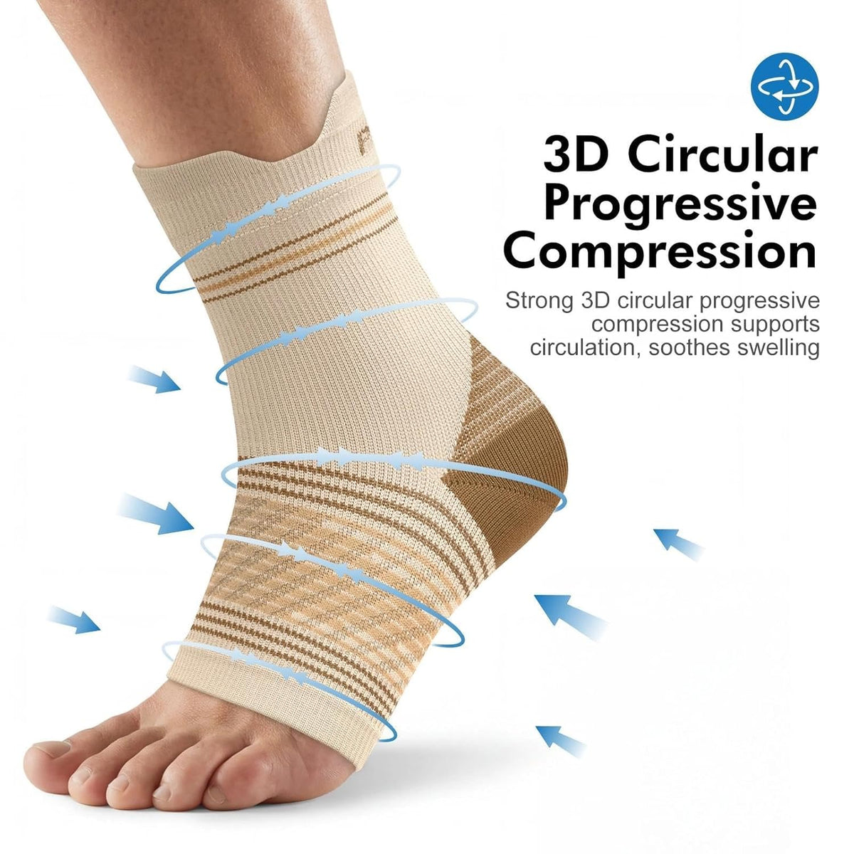Skiennix Plantar Fasciitis Socks - Compression Ankle Brace with Arch Support for Pain Relief | Nude, XX-Large