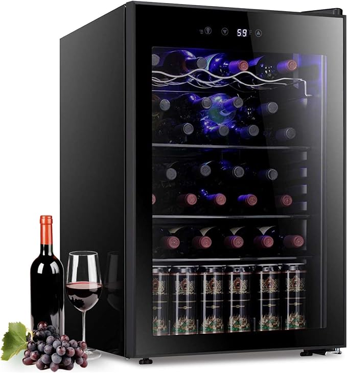 Antarctic Star 36 Bottle Wine Cooler Beverage Refrigerator Small Mini Wine Cellar Beer Soda Bar Fridge Quiet Operation Compressor Adjust Temperature Freestanding Black, 4.4 Cu. Ft | 36 Bottle Capacity, Clear Front Glass Door, for Red wine Beer Soda, Qu...