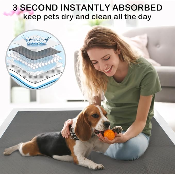 ELEGX Extra Large 54"x37" 25 Pcs Odor-Control Super Absorbency Charcoal Pee Pads for Dogs,Leak-Proof Pet Training Pee Pads,Thicken Disposable Potty Pads Puppy Training Pads for Cats Rabbits