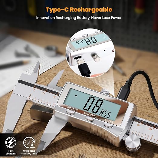 HARDELL Digital Caliper, Rechargeable Caliper Measuring Tool