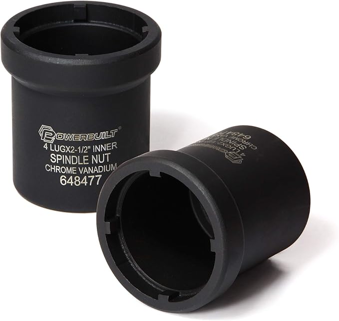 Powerbuilt Spindle Nut Socket, Removal Spindle Nuts, 4-Lug, Dodge, Chevy, Ford, GM Trucks, Hub Sockets, Truck Repair Tool - 648477