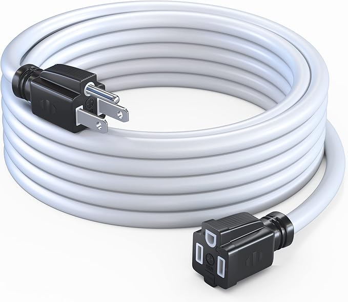 Maximm Extension Cord 3 Ft – White Indoor & Outdoor Power Cords, 16 AWG SJTW, Heavy Duty, ETL Listed, Grounded 3-Prong – Extension Cable for Home, Office & Garage