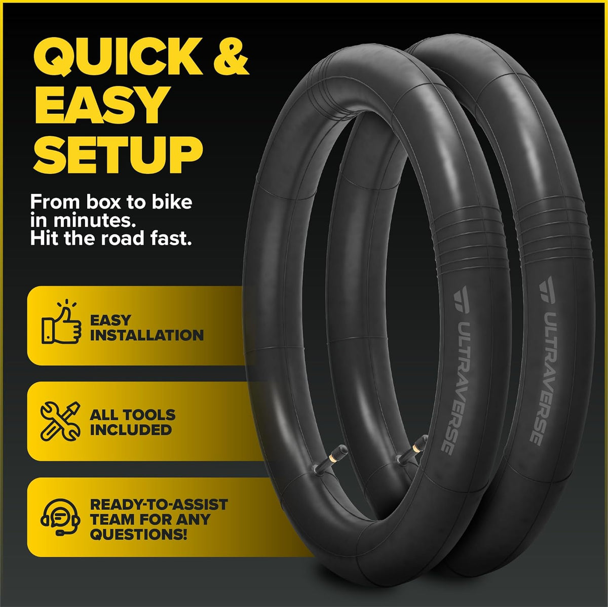Ultraverse Bike Inner Tubes - Durable Butyl Rubber 27.5 x 1.75, 1.95, 2.10, 2.125 | Set of 2 for Mountain, Cruiser, City & E-Bikes