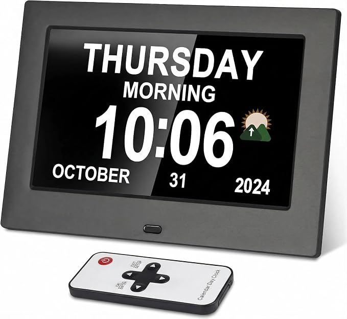 Dementia clock with time, 12 sets of alarms paired with 20 usage scenarios