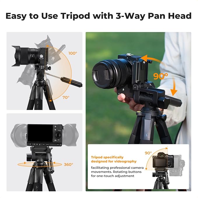 K&F CONCEPT Camera Tripod, Cellphone Clip