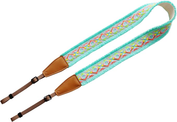 Original Design Personalized Adjustable Camera Strap Mint Green Tassel