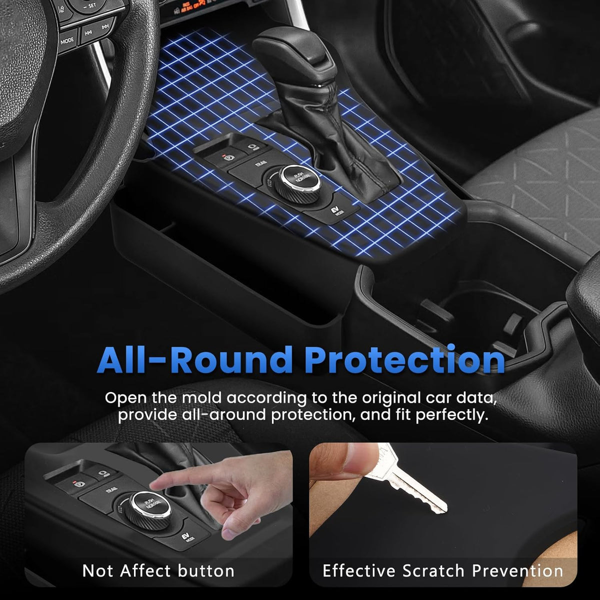 Autorder Silicone Center Console Organizer for 2019-2025 Toyota RAV4 Accessories Seat Gap Storage Box Soft Gear Shift Panel Trim Cover