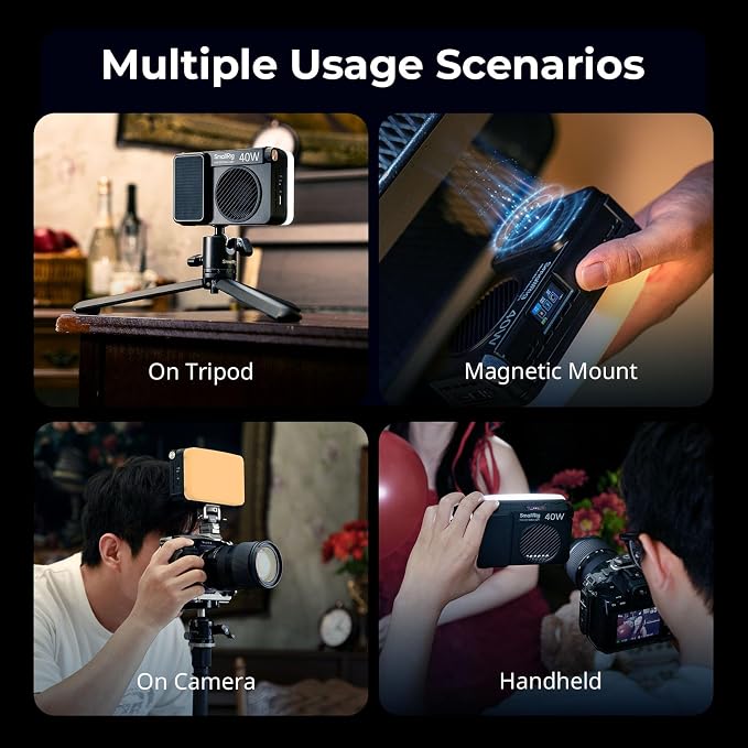 SmallRig RM 40C Mini LED RGB Video Light, 4800mAh Battery, LCD Display