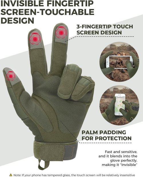 KEMIMOTO Tactical Gloves - Touchscreen Motorcycle Gloves with Hard Shell & Palm Padding | Ideal for Sports & Outdoor Activities
