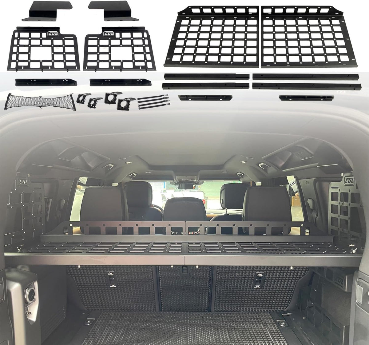 HIGH FLYING for Land Rover Defender 4dr 2020-2025 Car Rear Trunk Side Cargo Rack Organizer Modular Storage Box Basket System Luggage Carrier Storage Box Driver Side Aluminum Alloy