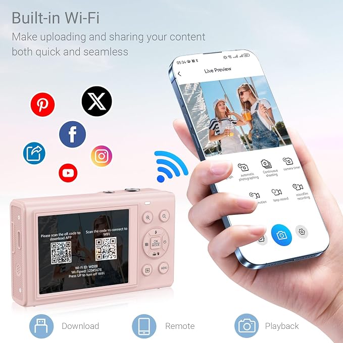 5K Digital Camera for Photography, 80MP Dual Screen Vlogging Camera for YouTube