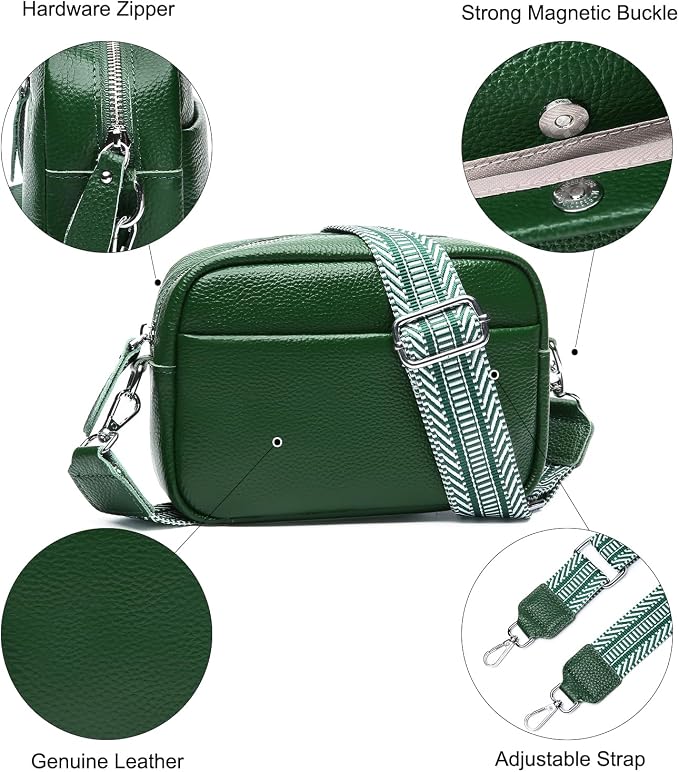 Small Crossbody Bags for Women Genuine Leather, Guitar Strap Shoulder Handbag