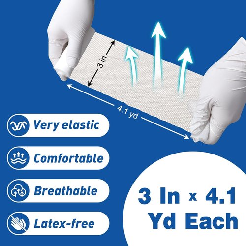 AZEN Gauze Rolls Bandages - 100 Pack, 3 in x 4.1 Yards | Premium First Aid & Medical Supplies