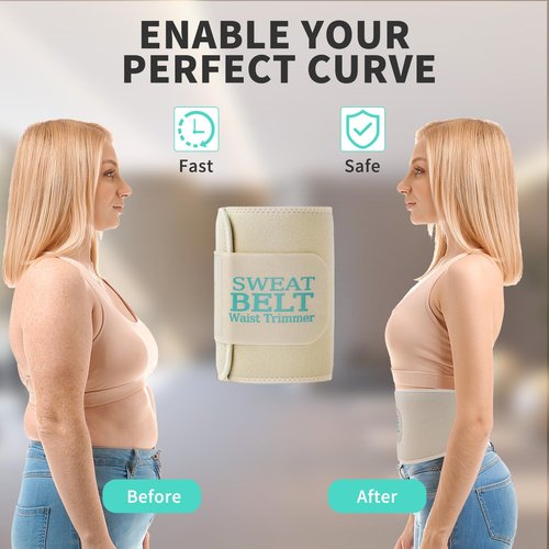 Lisacool Waist Trainer for Women,Waist Sweat Band for Women,Belt for Weight Loss, Belly Band,Stomach Wrap Lumbar Support Champagne