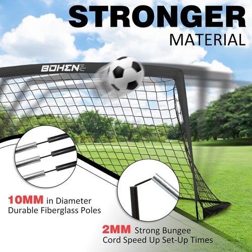 Bohen 6x4 FT Kids Soccer Goals - Portable Folding Soccer Net with Carry Bag for Indoor/Outdoor Use