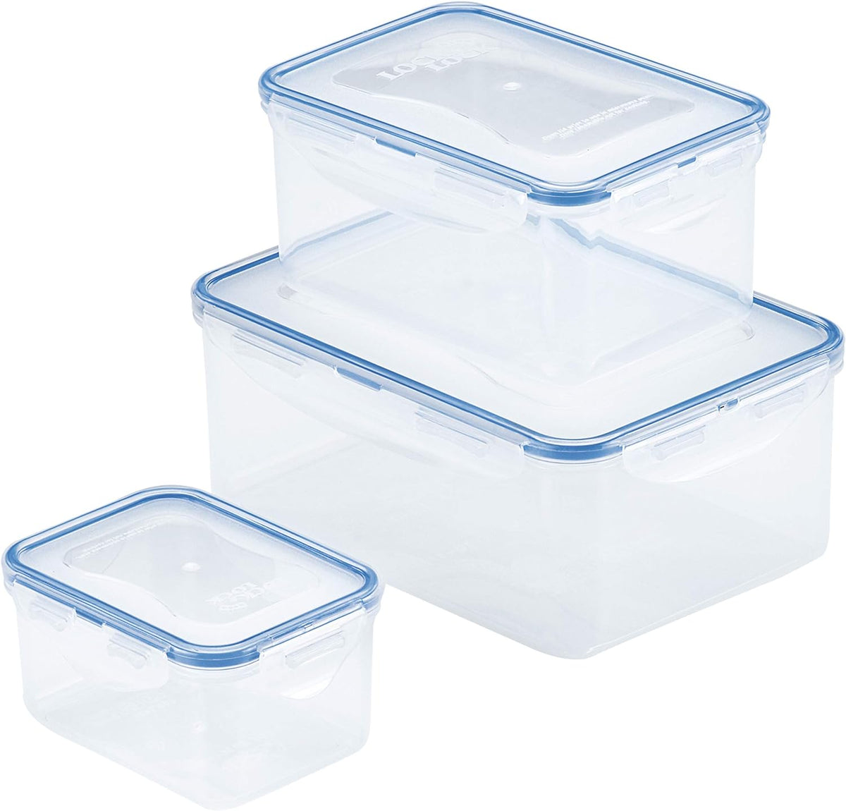 LocknLock Easy Essentials Food Storage lids/Airtight containers/Stackable, BPA Free, 6 Piece, Clear