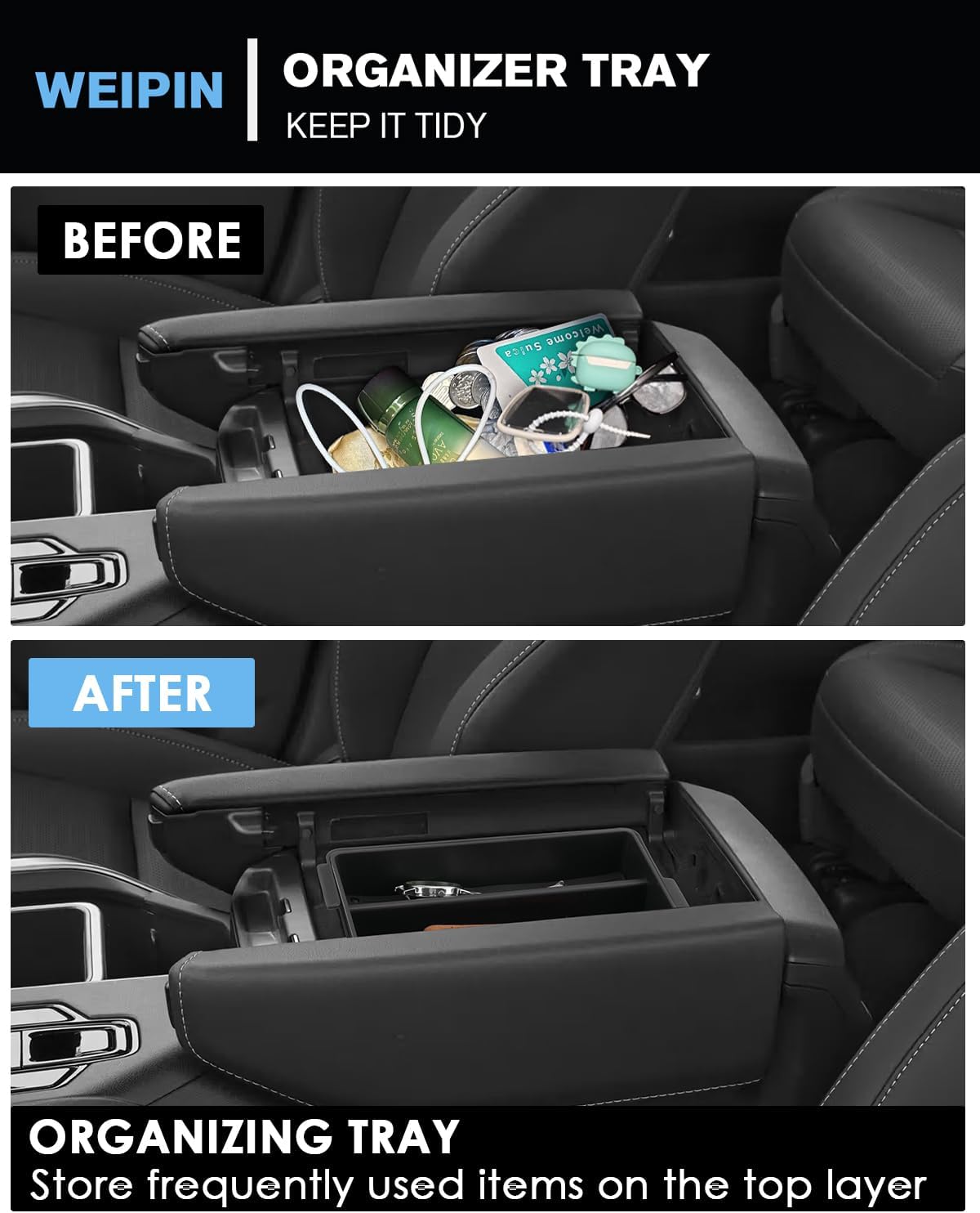 For 3PCS Double Layer Center Console Armrest Organizer&Screen Organizer Tray ABS Materials Compatible with 2024-2026 L exus TX350/TX350h/TX450h+/TX500h