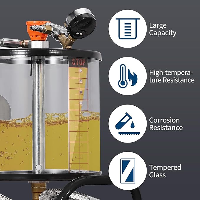 20 Gallon Waste Oil Drain Tank, Oil Drain Extractor, Pneumatic Drainer for Automotive Fluids, Portable Waste Oil Container with Air Operation (20 Gallon - Measuring Cup - Black)