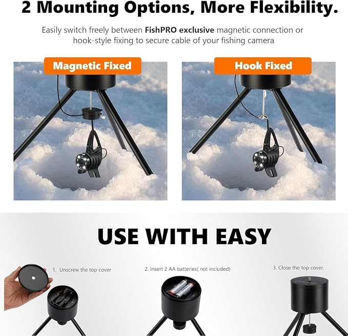 Tripod for Underwater Fishing Camera, For Max 11.1" Ice Hole 2 Fix Way
