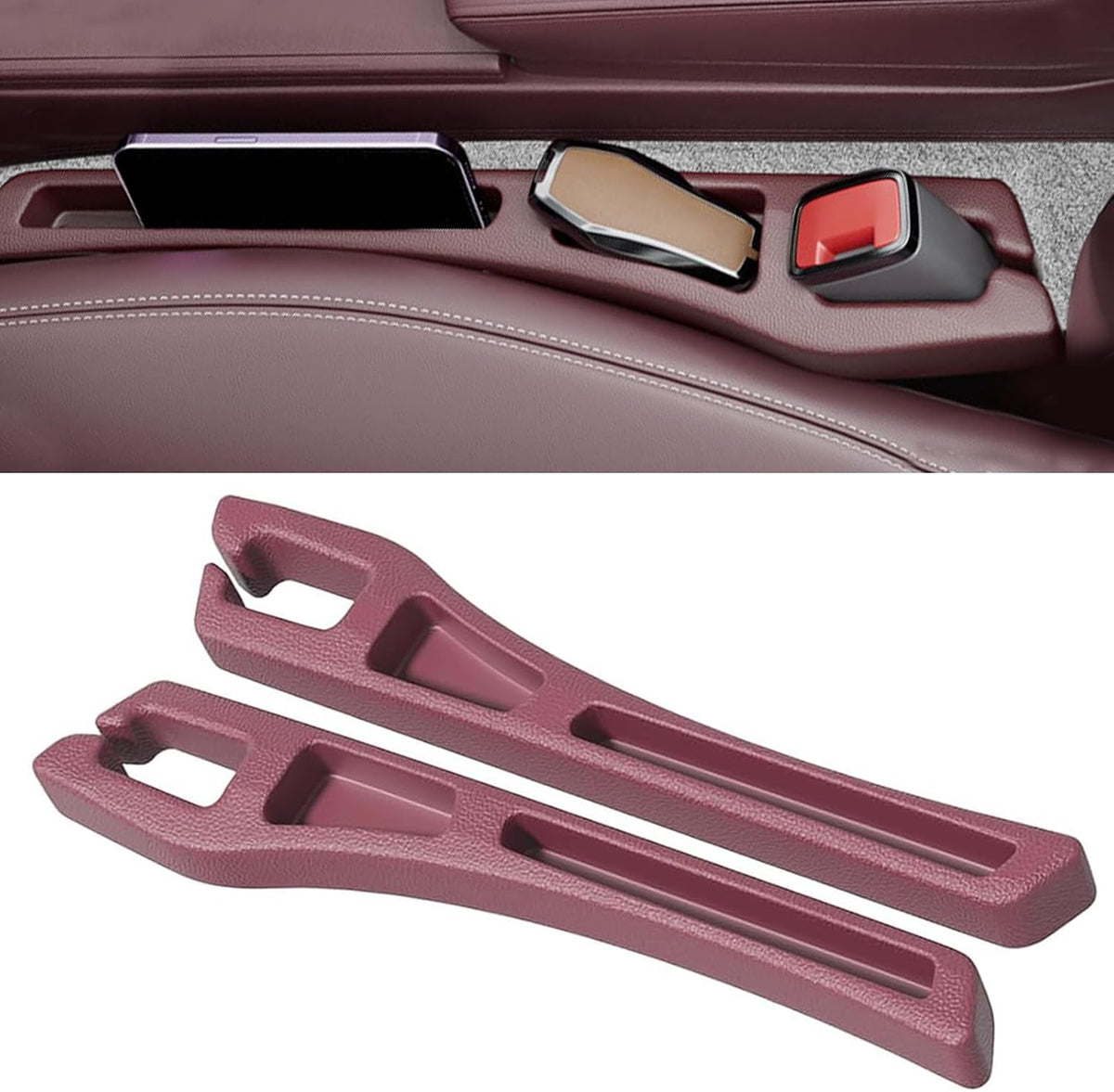 2PCS Car Seat Gap Filler Organizer, Multifunctional Car Gap Filler Organizer Storages Function for Storing Phones Keys Cards, Universal No Drop Seat Guard for Cars ﻿ (Black)