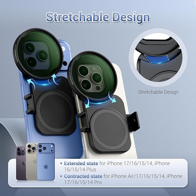 Upgraded 67mm CPL Filter for iPhone 17, Lens Filter Adapter Pouch Set for
