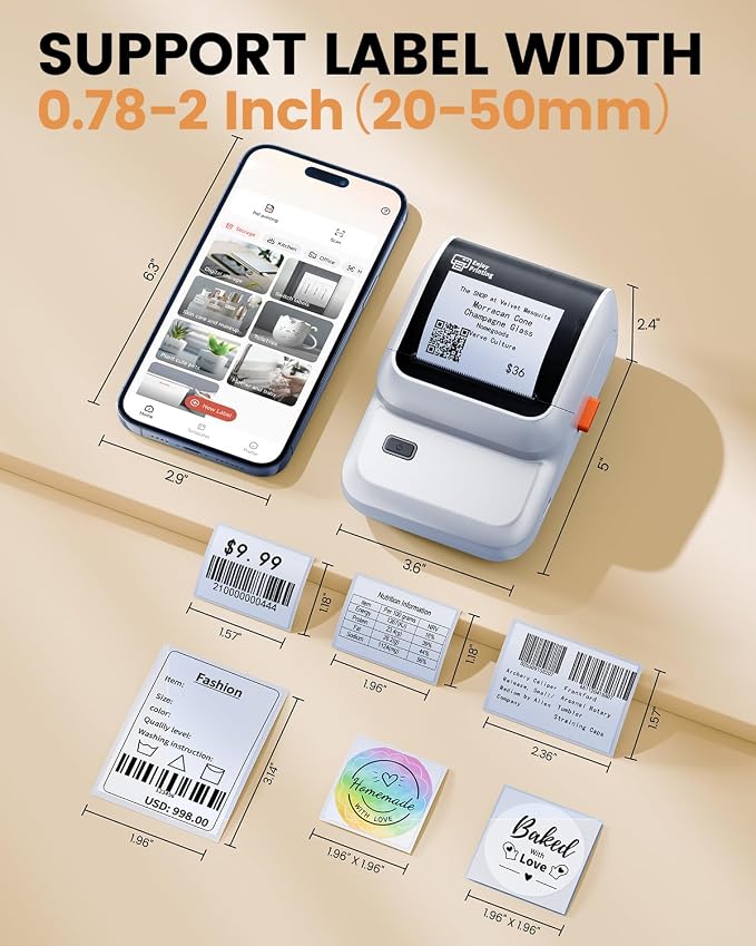 Ponek Label Maker Machine with 3 Tapes, M100 Bluetooth Label Printer, Versatile