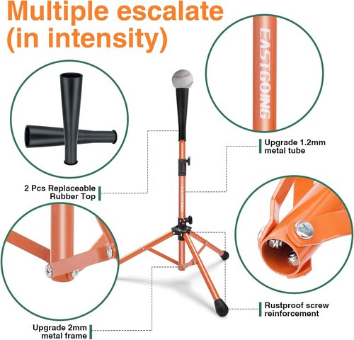 Eastgoing Portable Heavy-Duty Baseball & Softball Batting Tee - Adjustable Height | Collapsible Design for All Ages