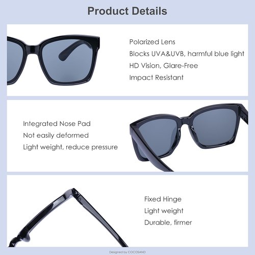 COCOSAND Kids Sunglasses - Polarized UV 400 Protection | Retro Square Design for Ages 5-12