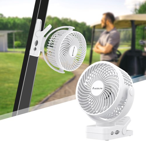 Magnetic Clip on Fan for Golf Cart, 12000mAH Battery Operated Portable Fan with 3 Speeds, LED Lantern, Magnetic Base, Suitable for EZGO Club Car Yamaha, Golf Cart & Cruise Ship Accessories