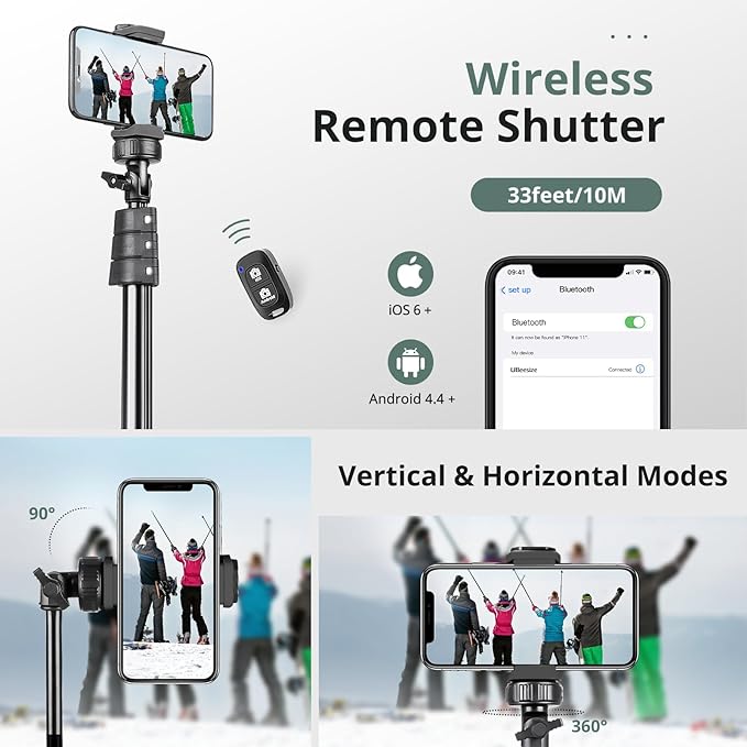 SENSYNE 72" Phone Tripod, Extendable Cell Phone Tripod Stand, Selfie Stick