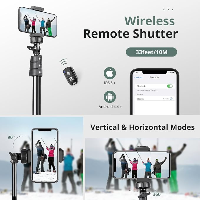SENSYNE 72" Phone Tripod, Extendable Cell Phone Tripod Stand, Selfie Stick