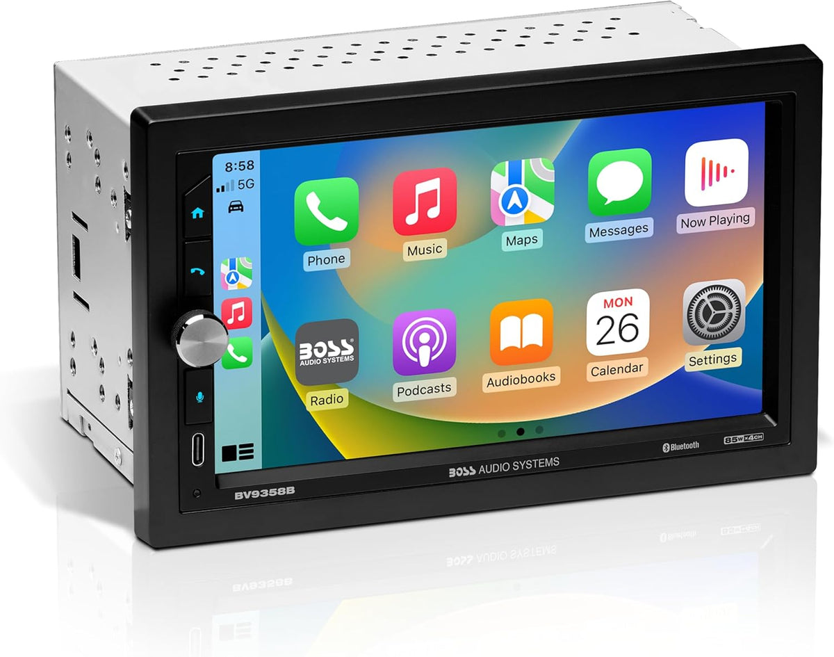 BOSS Audio Systems BV9358B Car Stereo – Wireless CarPlay Android Auto, Double Din, 7 Inch Touchscreen, Bluetooth, NO CD DVD Player, AM/FM Radio Receiver, A/V Input, USB