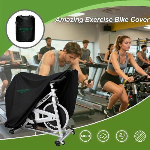 Exercise Bike Cover 600D Bicycle Cover Waterproof & Dustproof,Upright Exercise Bike Cover with Air Vent,All Weather Large Cover for Peloton Bike,Suitable for Peloton Bike+ and Schwinn