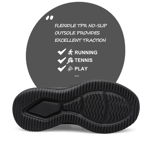 Boys Girls Shoes Kids Sneakers Lightweight Breathable Athletic Running Tennis Fitness School Child Sock Shoes Black Grey Big Kid Size 5