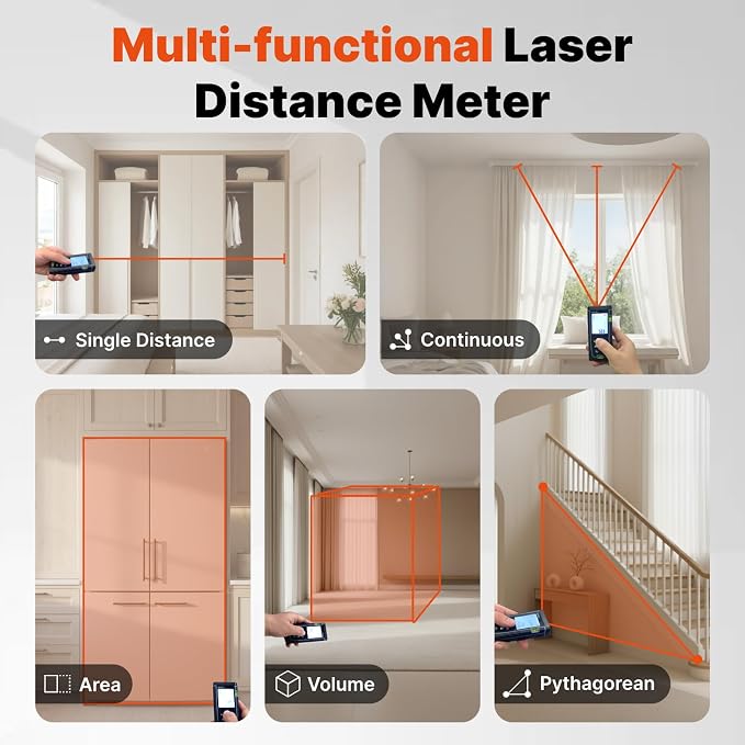 BLACK CANYON Laser Distance Meter, 165/230/330 ft Range