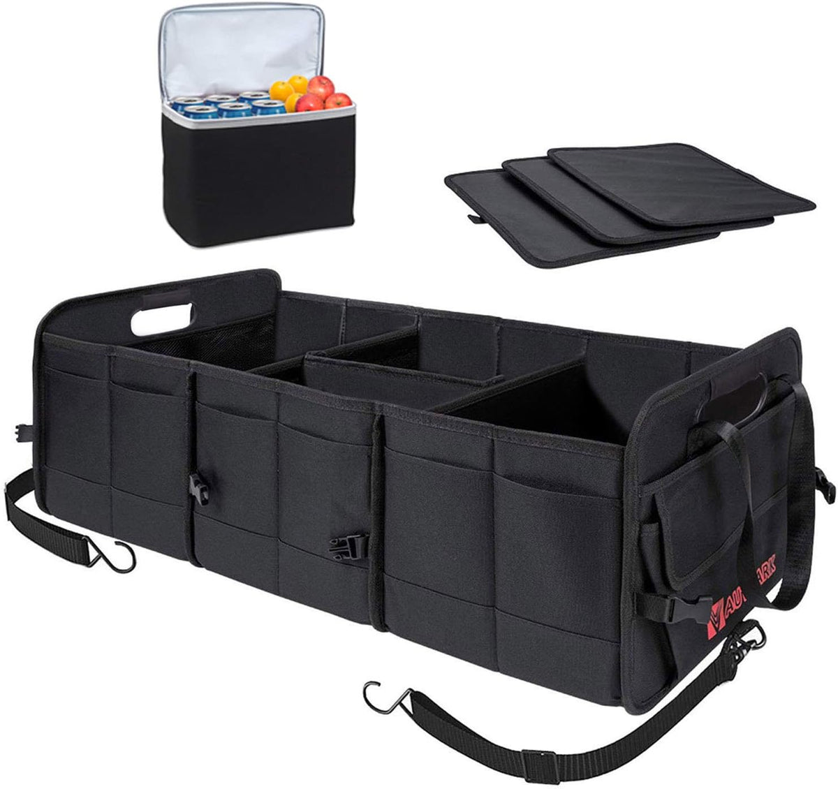 AUTOARK Multipurpose Car SUV Trunk Organizer with Removable Insulation Leakproof Cooler Bag,Durable Collapsible Adjustable Compartments Cargo Storage,AK-100