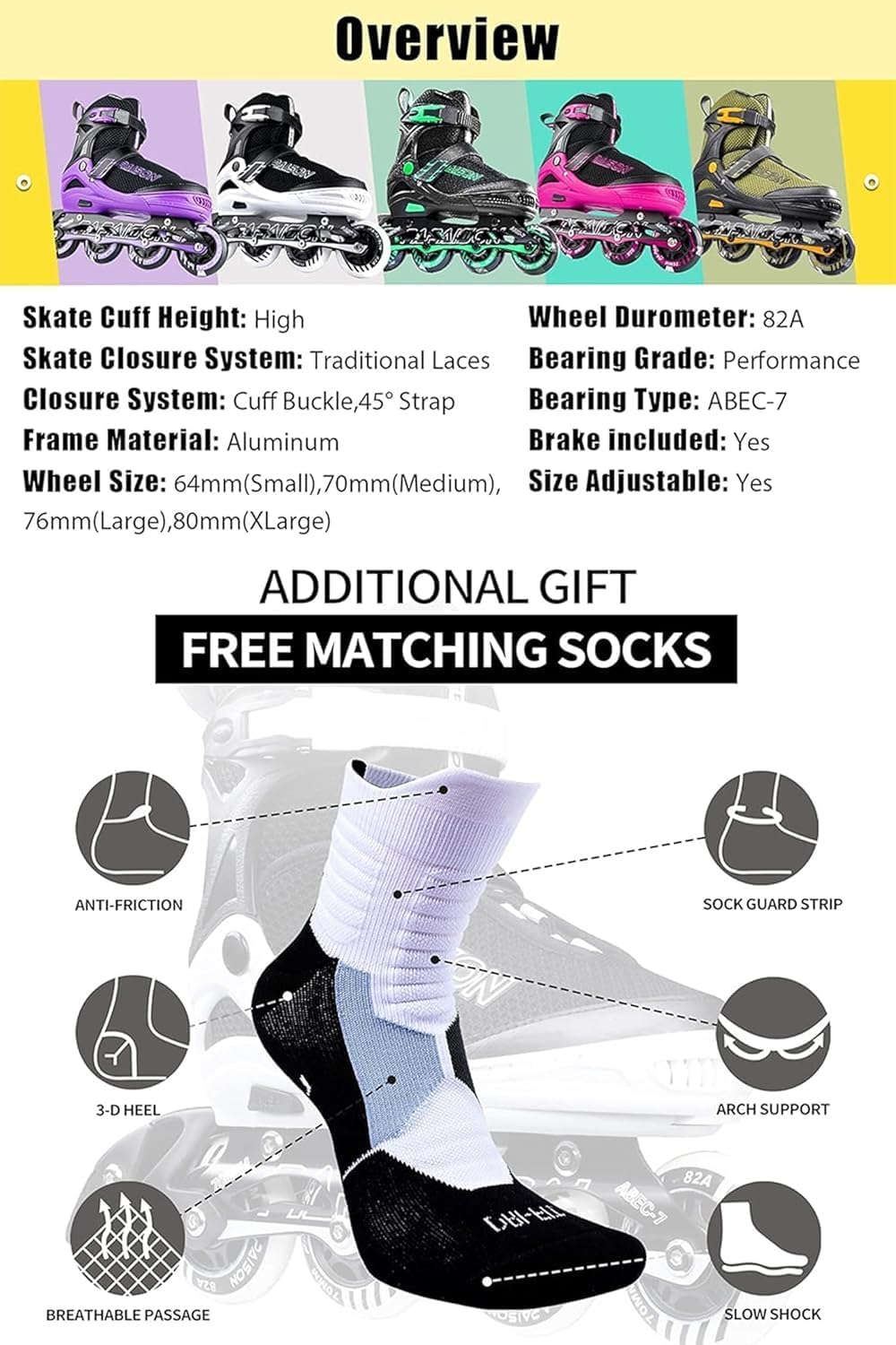 PAPAISON Adjustable Inline Skates - Light Up Wheels for Kids & Adults | Outdoor Roller Skates