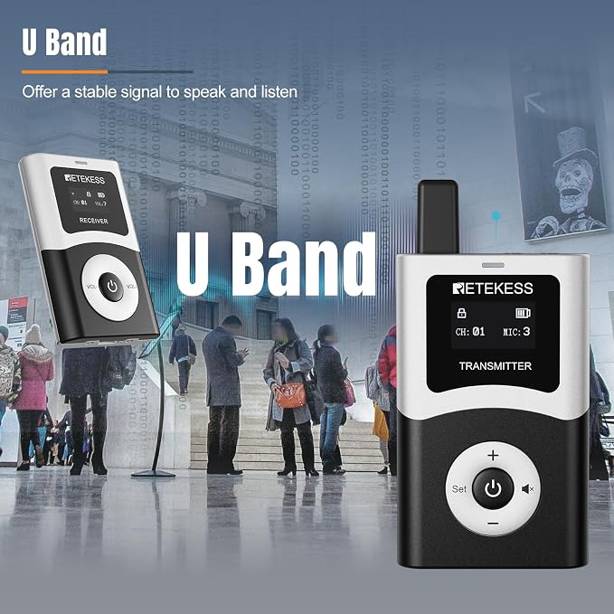 Retekess T130U Whisper Tour Guide System, Tour Guide Microphone and Speaker