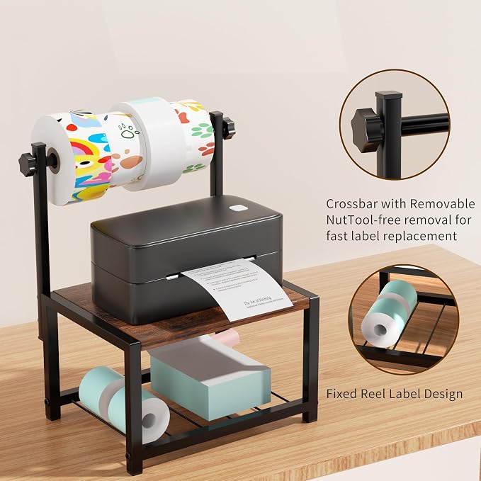 Label Holder for Rolls and Fan-Fold Labels, Sturdy Thermal Sticker Holder for