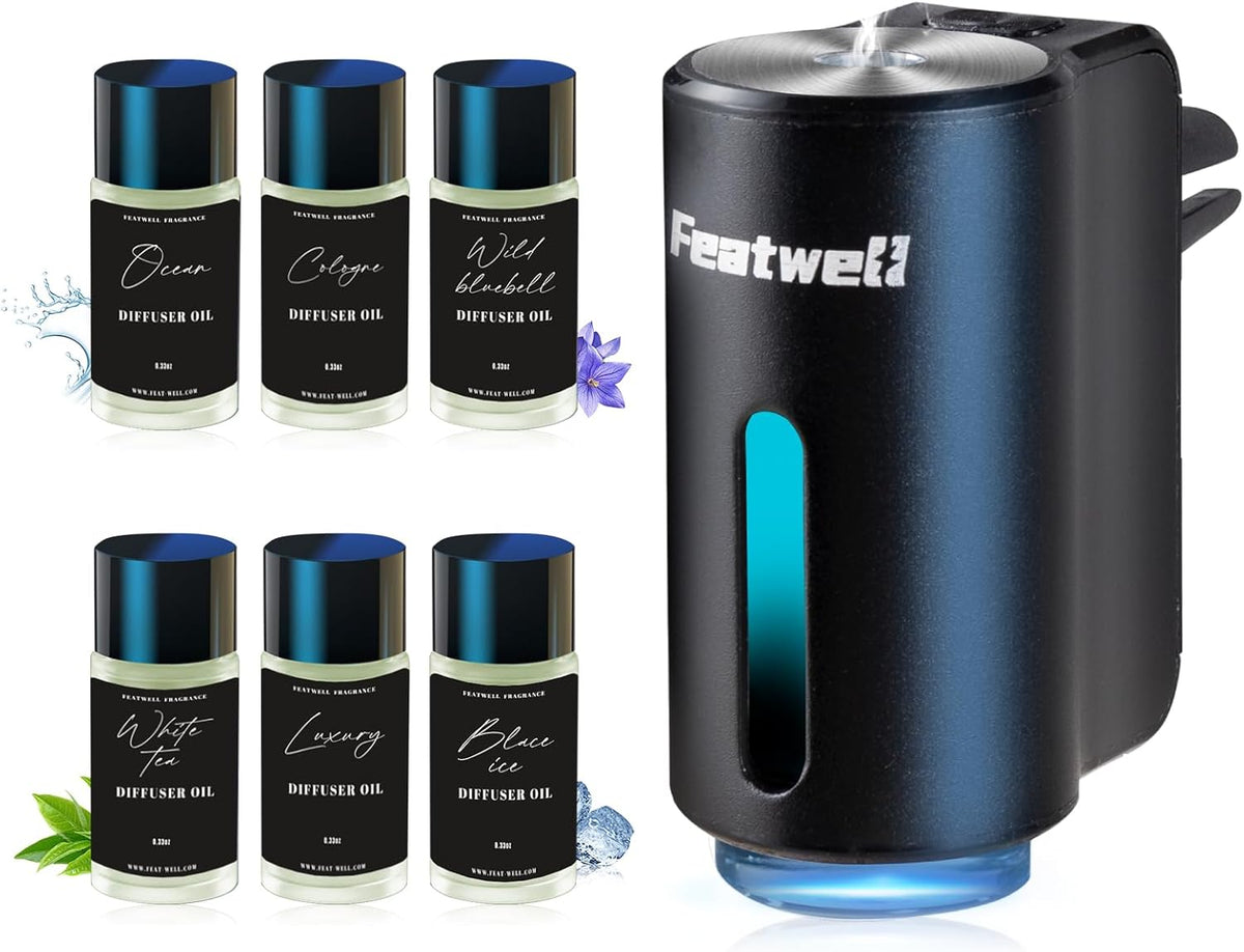 Featwell Car Air Freshener, Air Freshener Diffuser Three Adjustable Modes, Aromatherapy Machine Rechargeable (Black)