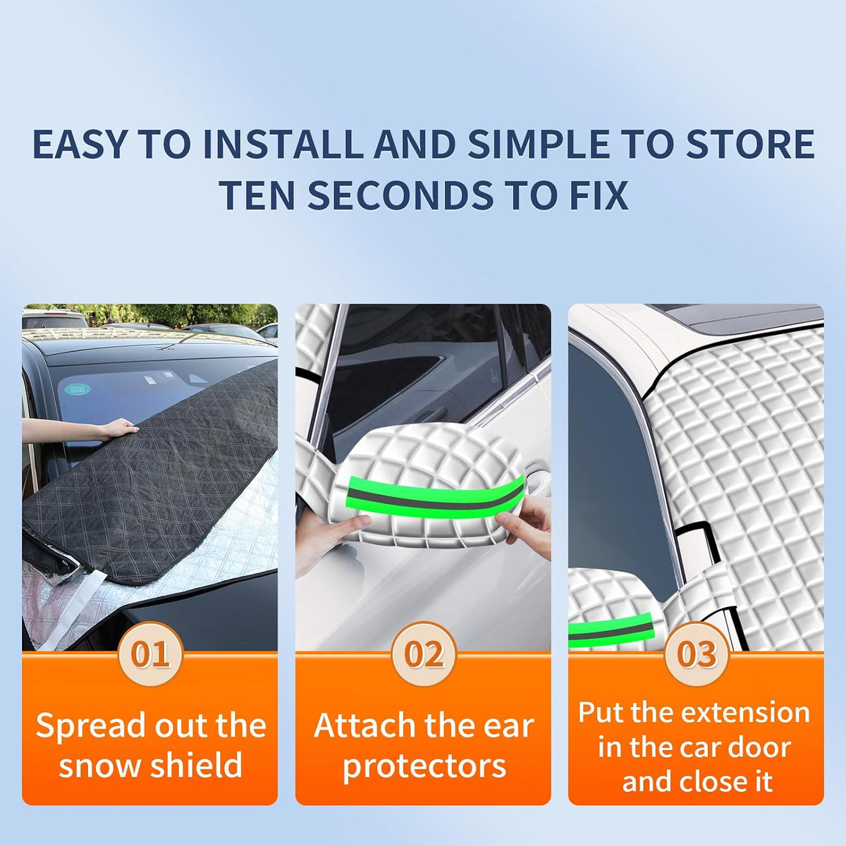 Winter Windshield Covers for Ice and Snow&Winter Car Essentials, Car Anti-Snow Cover, Snow Windshield Cover Automotive Exterior Accessories，Free Car Snow Shovel, Towel, and Gloves.