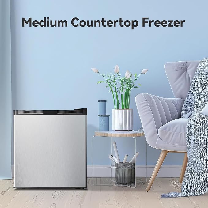 Antarctic Star 1.1 Cu.ft Small Upright Freezer, Compact Mini Freezer with Adjustable Thermostat, Removable Shelves, Reversible Door Hinge, Quiet for Home/Office/Dorm/Kitchen