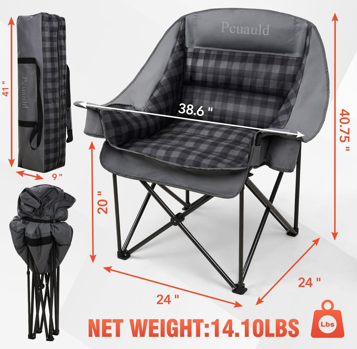 Skiennix Heavy-Duty Camping Chairs - 2 Pack XL Padded Folding Chairs with Cup Holder | Supports 500lbs