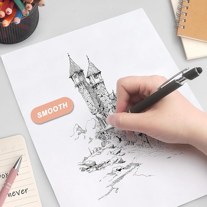 Bribobo Ballpoint Pen 2-in-1 Stylus Retractable Ballpoint Pen