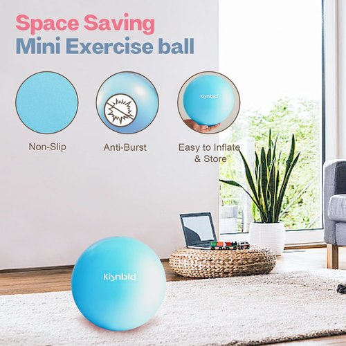Kisnbld Mini Pilates Ball - 9 Inch Anti-Burst & Slip Resistant Yoga Ball for Stability & Core Strength