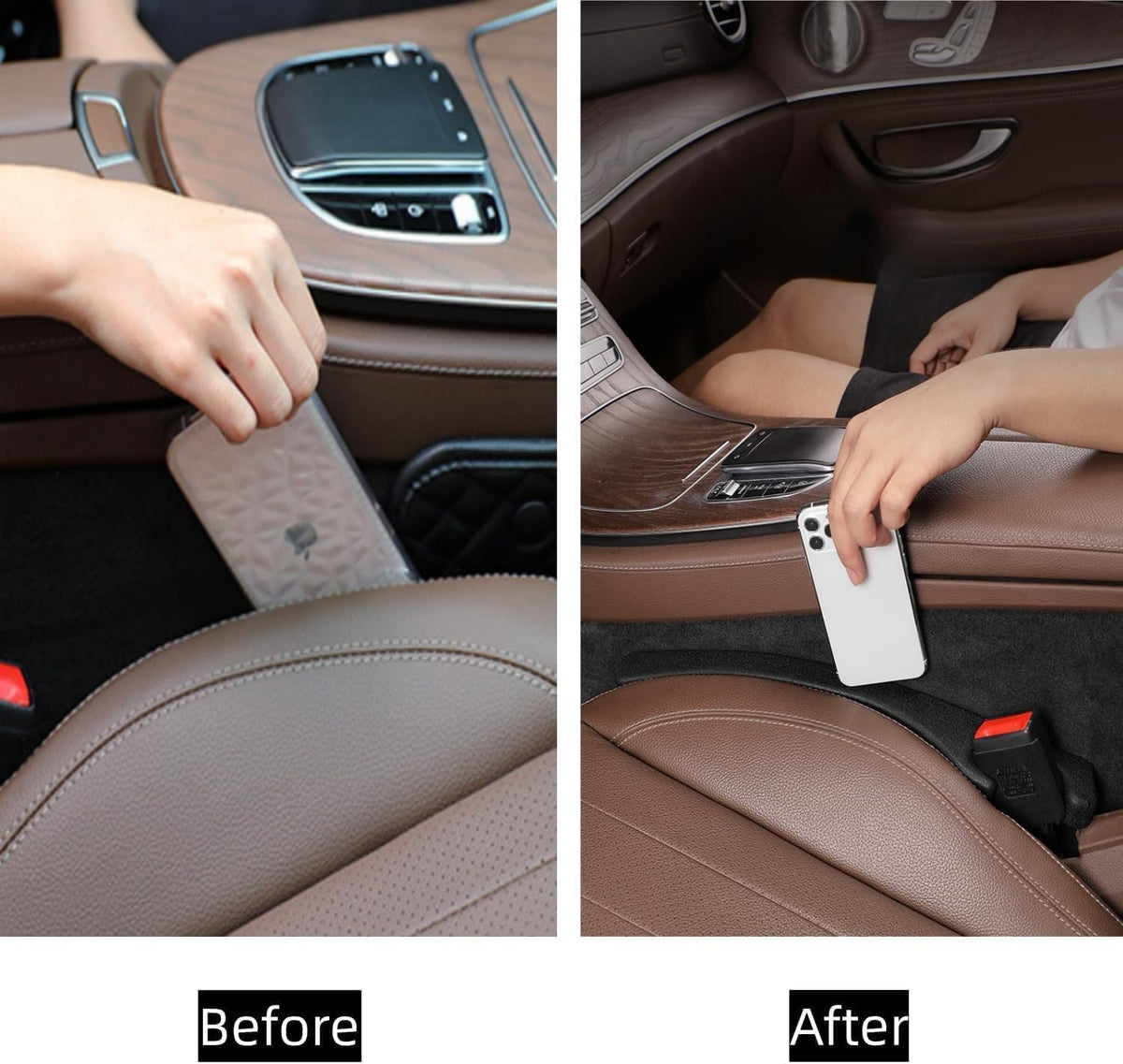 Car Seat Gap Filler, Black Universal Seat Gap Plug, Locker Anti-Drop Console Catcher Phone Keys Storage for Car Truck SUV Auto Accessories