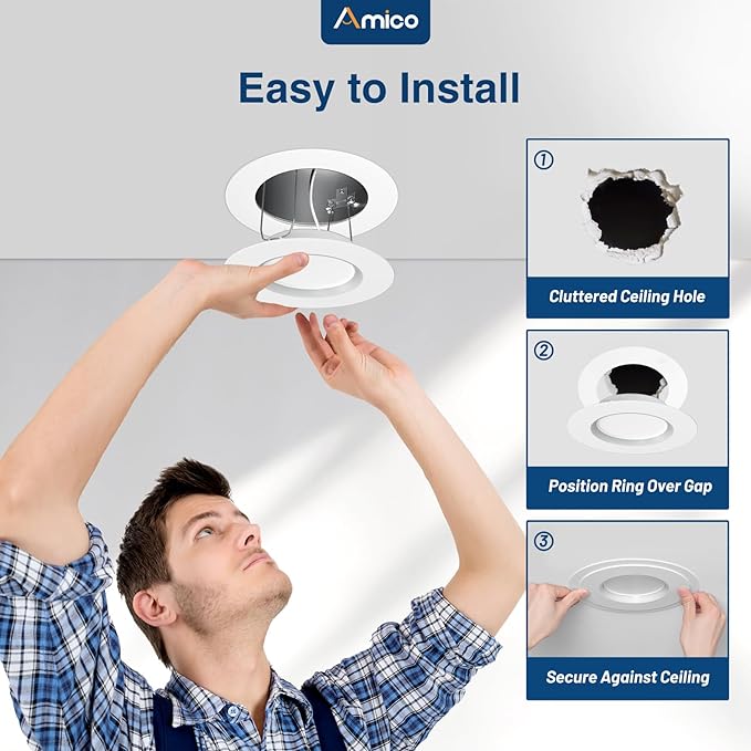 Amico 6 Pack Goof Rings for 6 Inch Recessed Lights, Can Light Trim Ring Cover