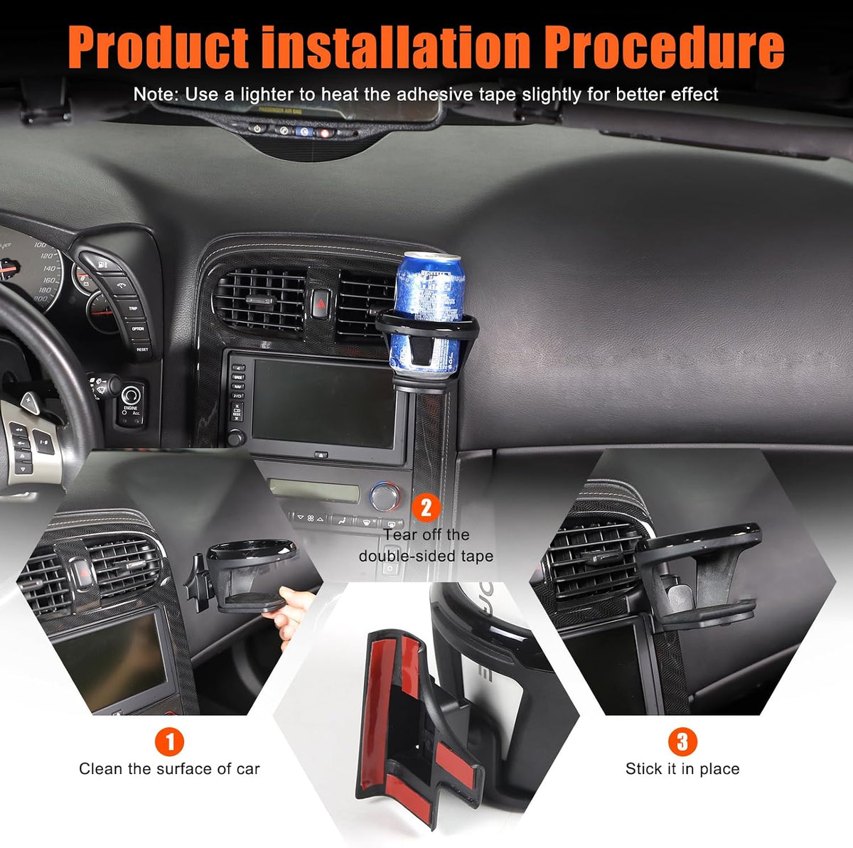 Car Air Vent Cup Holder Compatible with Chevy Corvette C6 2005-2013, Car Cup Holder Expander Adapter, Dashboard Cup Holder Beverage Holder Accessories